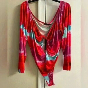 Pretty little thing Womens long sleeve tie dye body suit, Sz 22, NWT